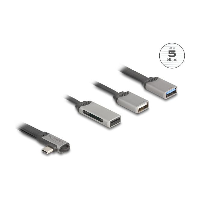 Hub USB DeLOCK 64303 / USB Type-C / 2 Porta USB / SD / Micro SD / 5 Gbps - Gri - 4