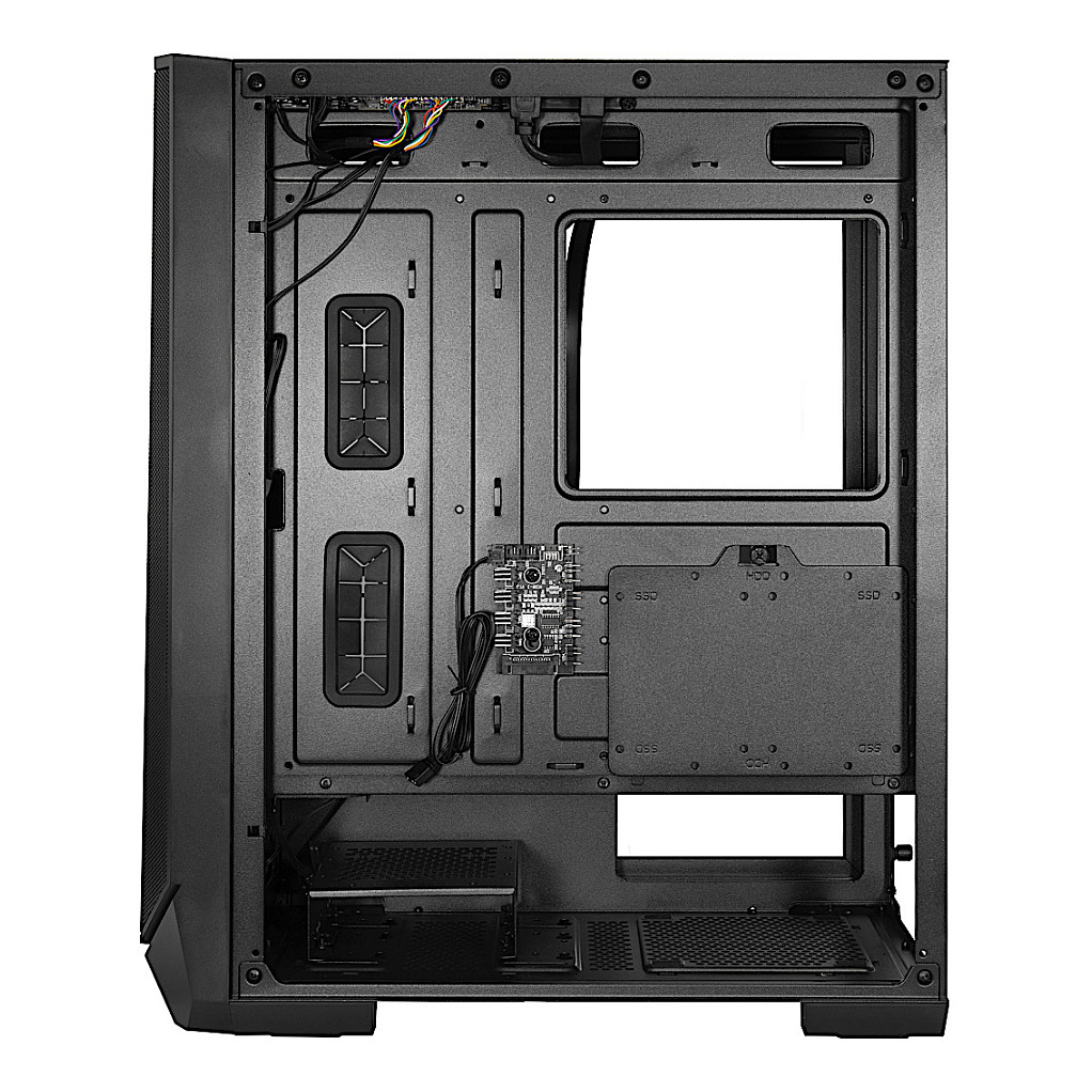 Kasë PC Inter-Tech IT-3503 Airstream / Midi Tower / eATX / ATX / 2x 200mm ARGB Fan / 1x 3.5" + 3x 2.5" Bay / Tempered Glass / USB-C - Zezë - 7