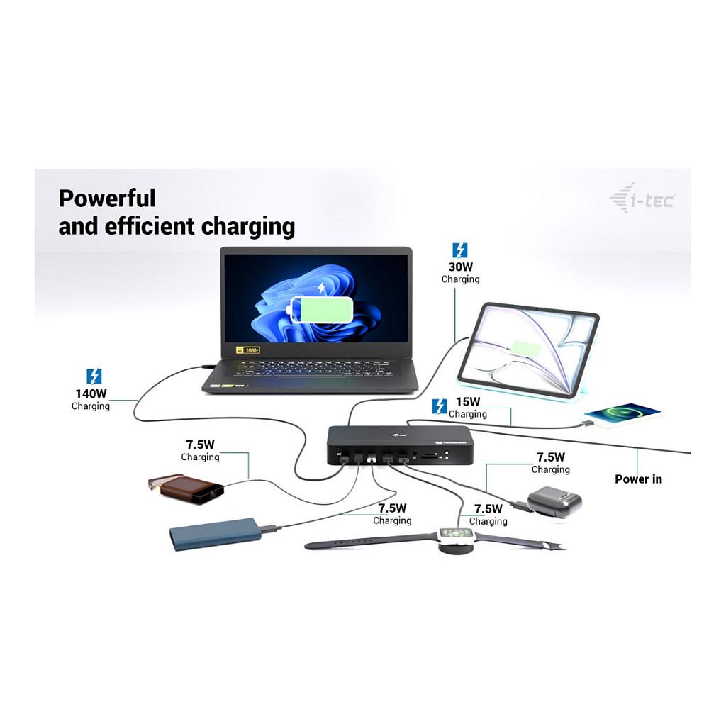 Docking Station i-tec TB5TRIPLEDOCKM2PD / 2x Thunderbolt 5 / 4x USB-A / 2x USB-C / DisplayPort / 2.5GbE / M.2 NVMe / SD-microSD / 140W PD – Zezë - 13