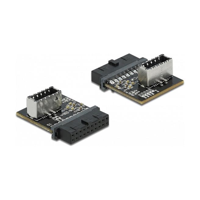 Adapter USB DeLOCK 66432 / USB 5 Gbps / 19-Pin Pin Header Femër në USB Type-E Key A 20-Pin Femër / Etron EJ179V
