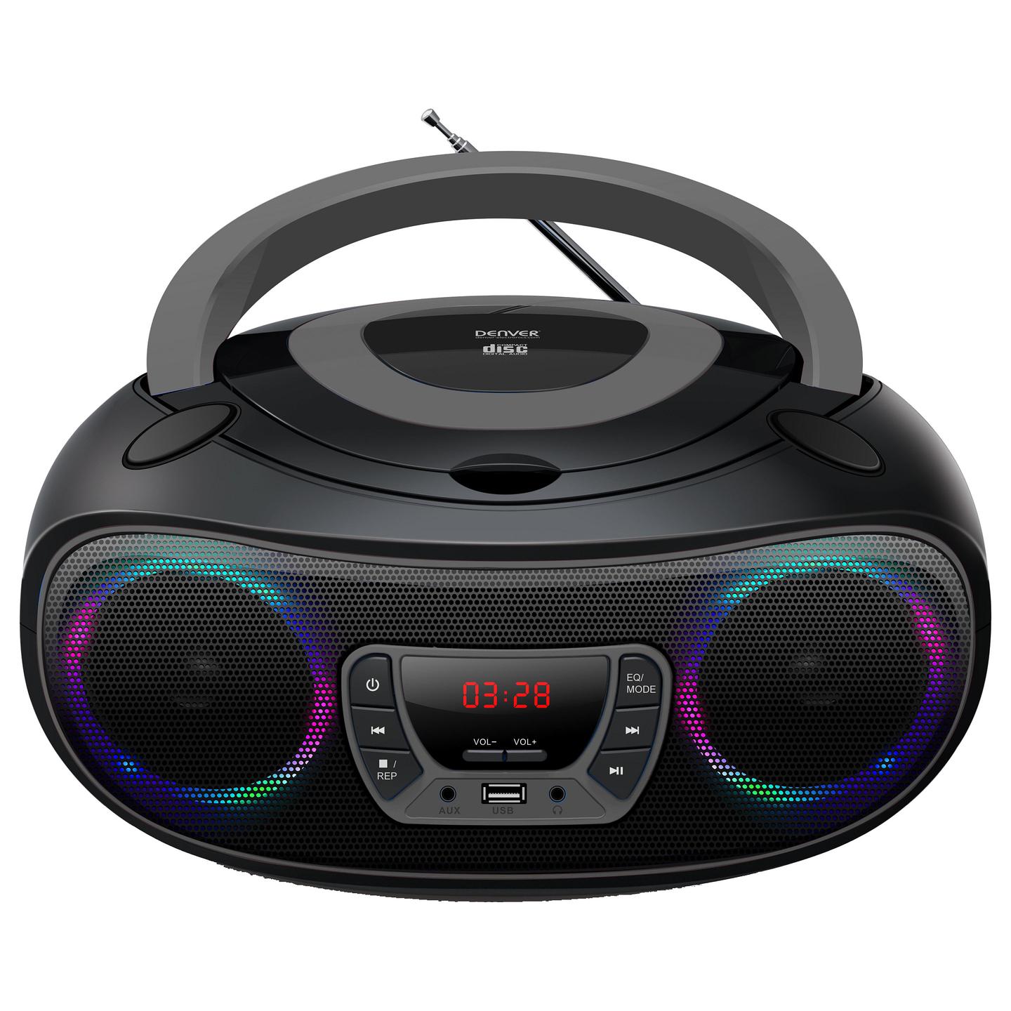 Altoparlant Denver TCL-212BT, CD, FM Radio, Bluetooth, USB, AUX, 4W RMS, LED - Hiri/Zezë