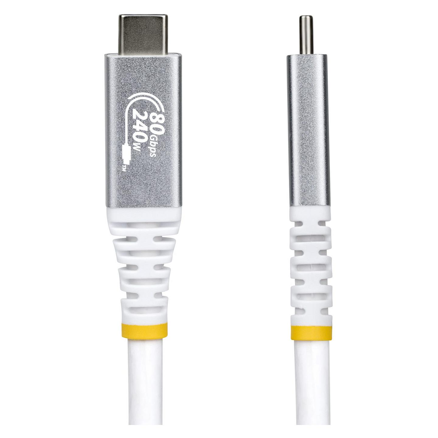 Kabllo USB StarTech.com CC150CM80GUSB4CABLEW / USB-C në USB-C / USB4 / 80 Gbit/s / 240W / 1.5m - Bardhë - 2
