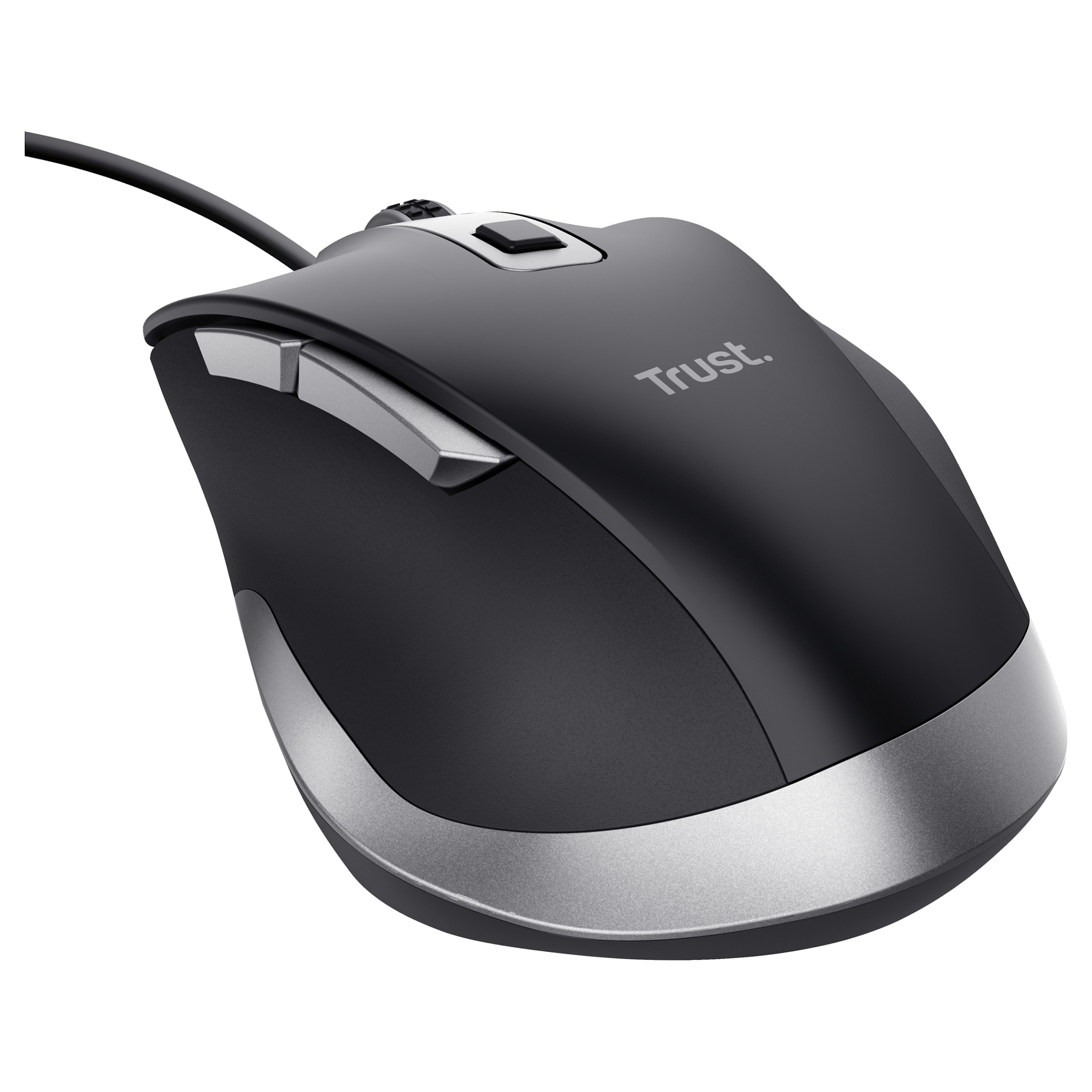 Maus me kabllo Trust Fyda / USB-A / Optik / 600–5000 DPI / 6 Butona - Zezë - 2