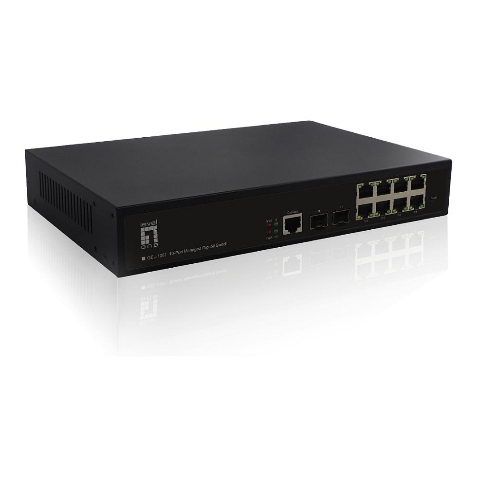 Switch LevelOne GEL-1061, 8x Gigabit RJ45, 2x Gigabit SFP, Layer 2, Switching Capacity 20Gbps, VLAN, QoS, SNMP, Rackmount 19" - Zezë - 3