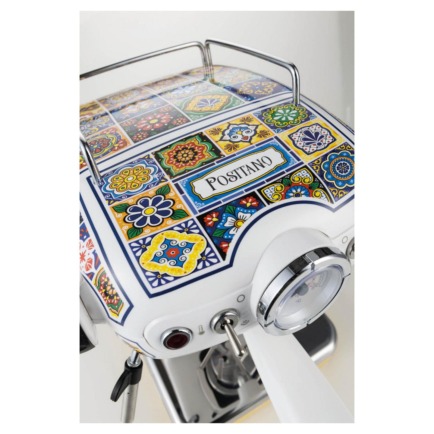 Aparat Manual për Espresso Ariete Positano 1389/1P, 850 W, 15 bar, Rezervuar 0.9 L, Kapsula ESE - Bardhë/Shumëngjyrësh - 6