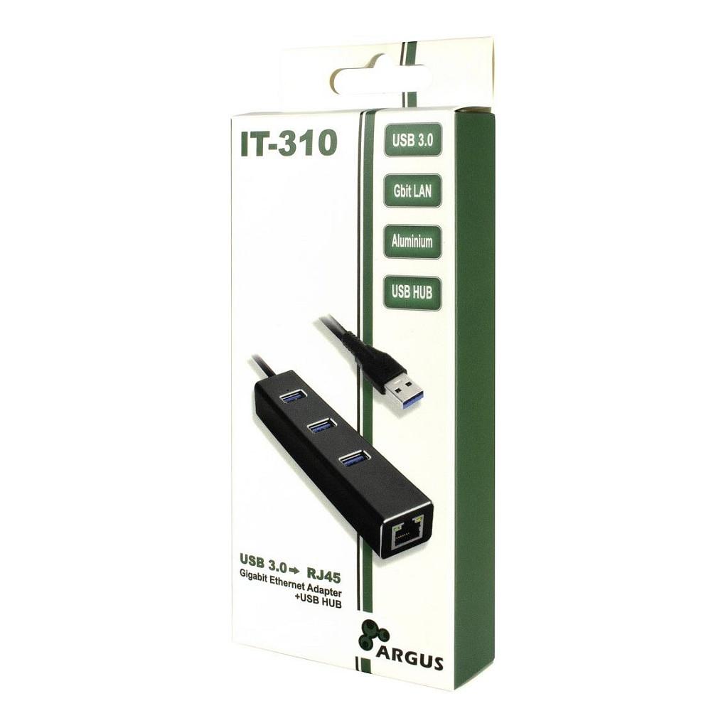 Splitter USB Inter-Tech ARGUS IT-310 / USB-A / 3x USB 3.2 Gen 1 / RJ45 Gigabit Ethernet / 1000 Mbit/s / WOL - Zezë - 3