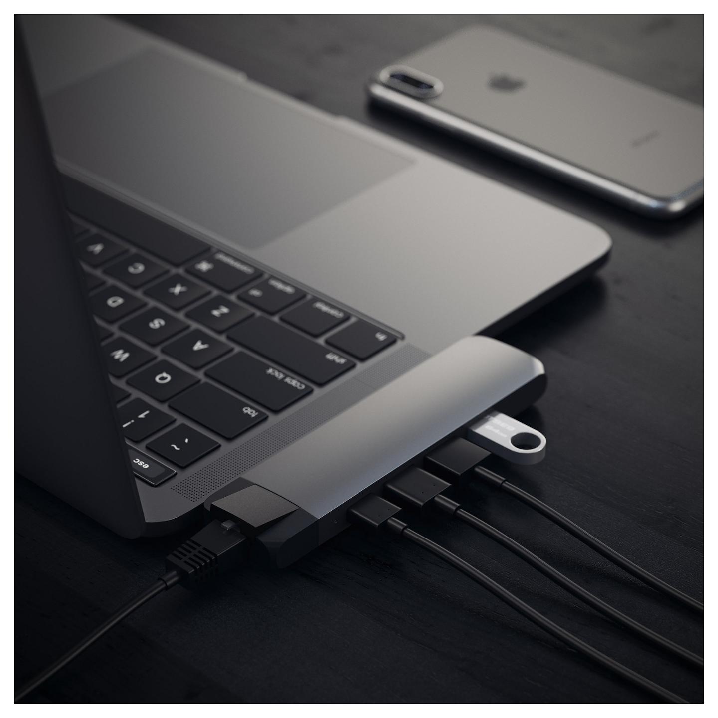 Hub USB-C Satechi ST-TCPHEM, 2x USB-A, USB-C, HDMI 4K, Ethernet Gigabit, microSD, PD 87W - Hiri - 6