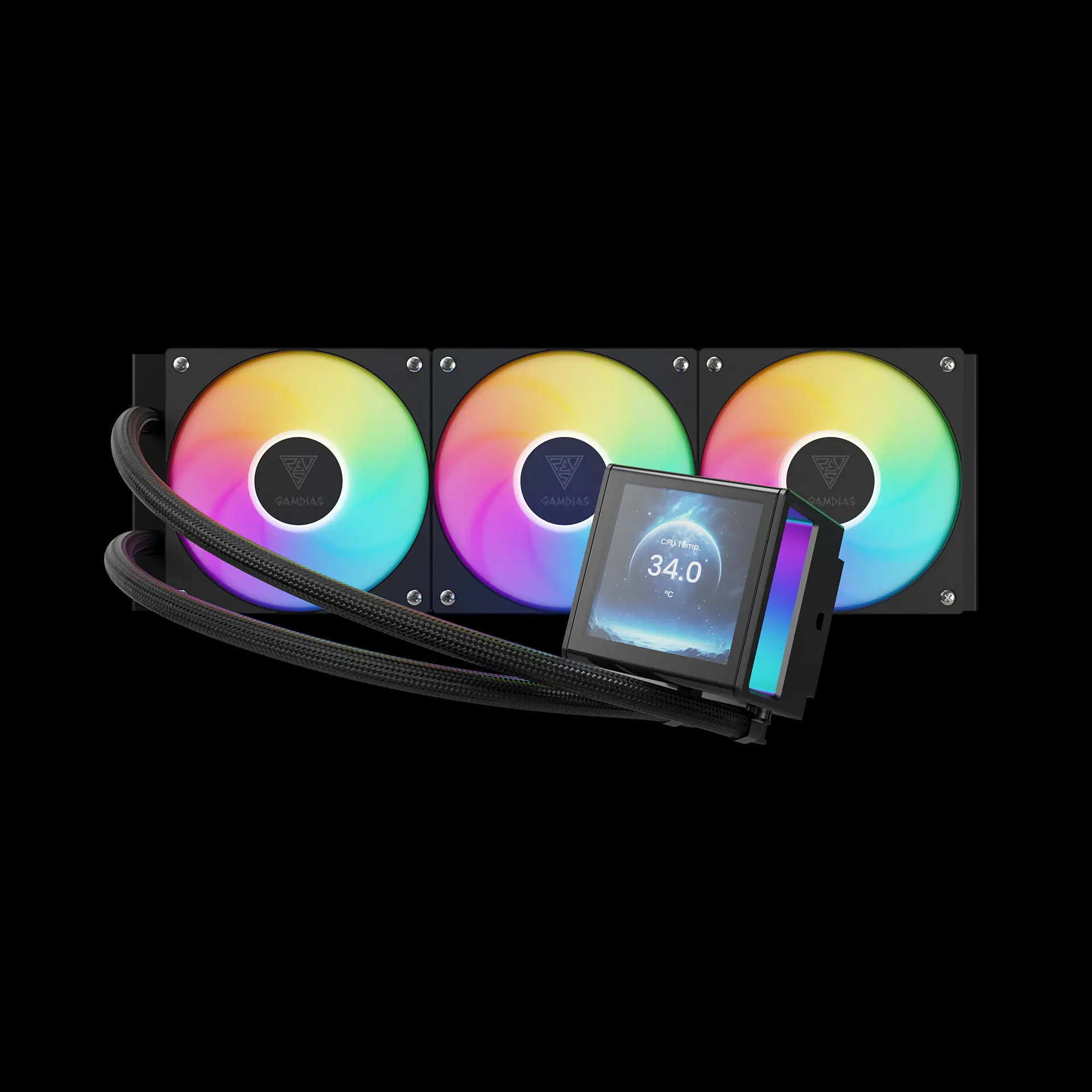 Ftohës për Procesor Gamdias Chione P5-360 / 360mm / 3x120mm / RGB / LCD 3.4" / AIO - Zezë - 4