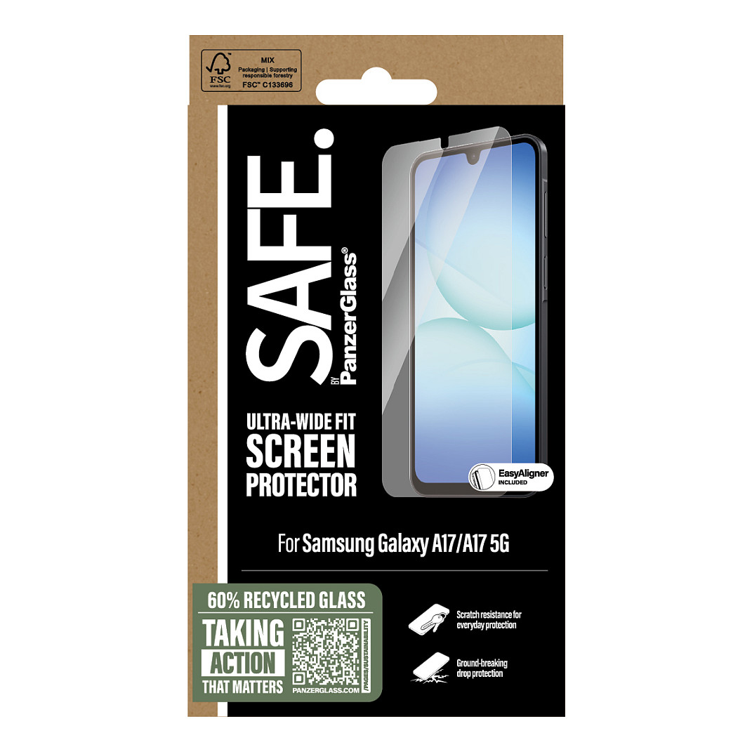 Mbrojtëse për ekran PanzerGlass SAFE. / Samsung Galaxy A17, A17 5G / Xham Tempered Glass Ultra-Wide Fit - Transparente - 3