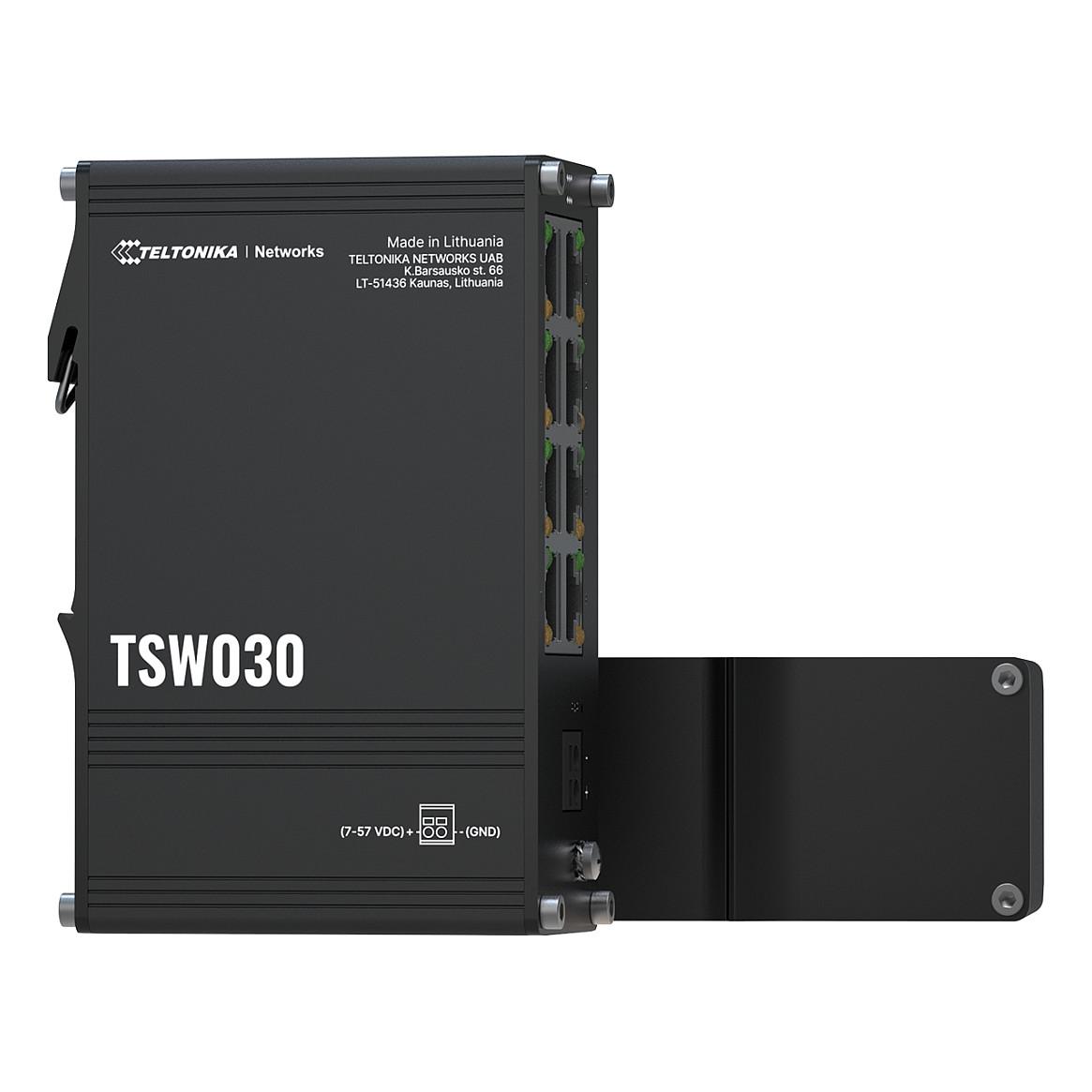 Switch Industrial Teltonika TSW030, 8x Ethernet RJ45, 10/100Mbps, Unmanaged, Montim DIN Rail, IP30 - Hiri - 9