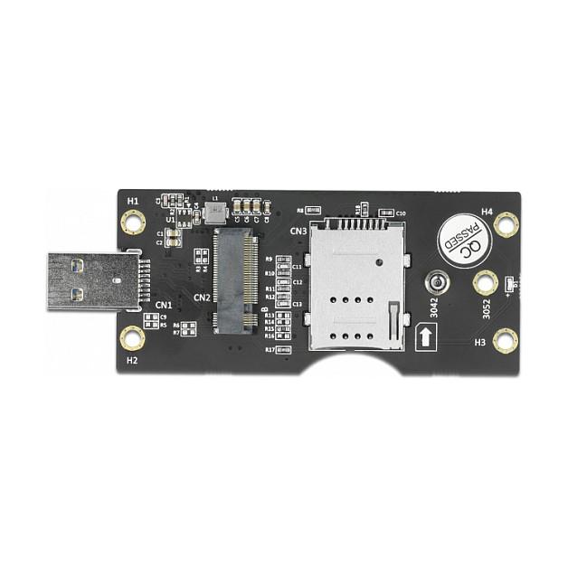Adapter DeLOCK 63166, USB 3.0 Type-A në M.2 Key B, Slot SIM - Zezë - 3