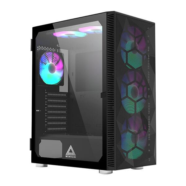 Kasë PC Montech X3 MESH / Midi Tower / ATX / 6x RGB Fan / Tempered Glass – Zezë