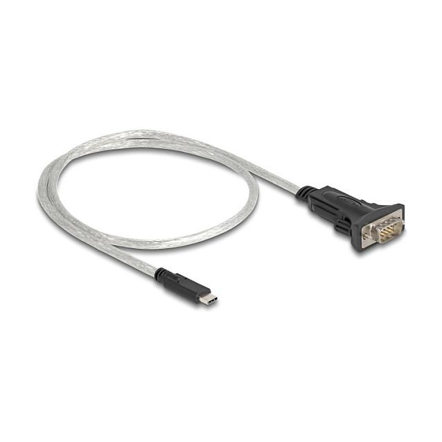 Kabllo USB DeLOCK 64266 / USB Type-C 2.0 në Serial RS-422/485 / DB9 / Terminal 6-Pin / FTDI / 921.6 Kbps / 0.5 m - Zezë/Transparente