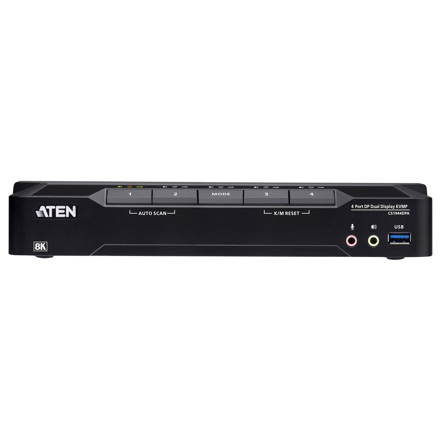KVM Switch ATEN CS1944DPA-AT-G, 4 porta, Dual DisplayPort, USB 3.0, 8K 60Hz - Zezë - 2