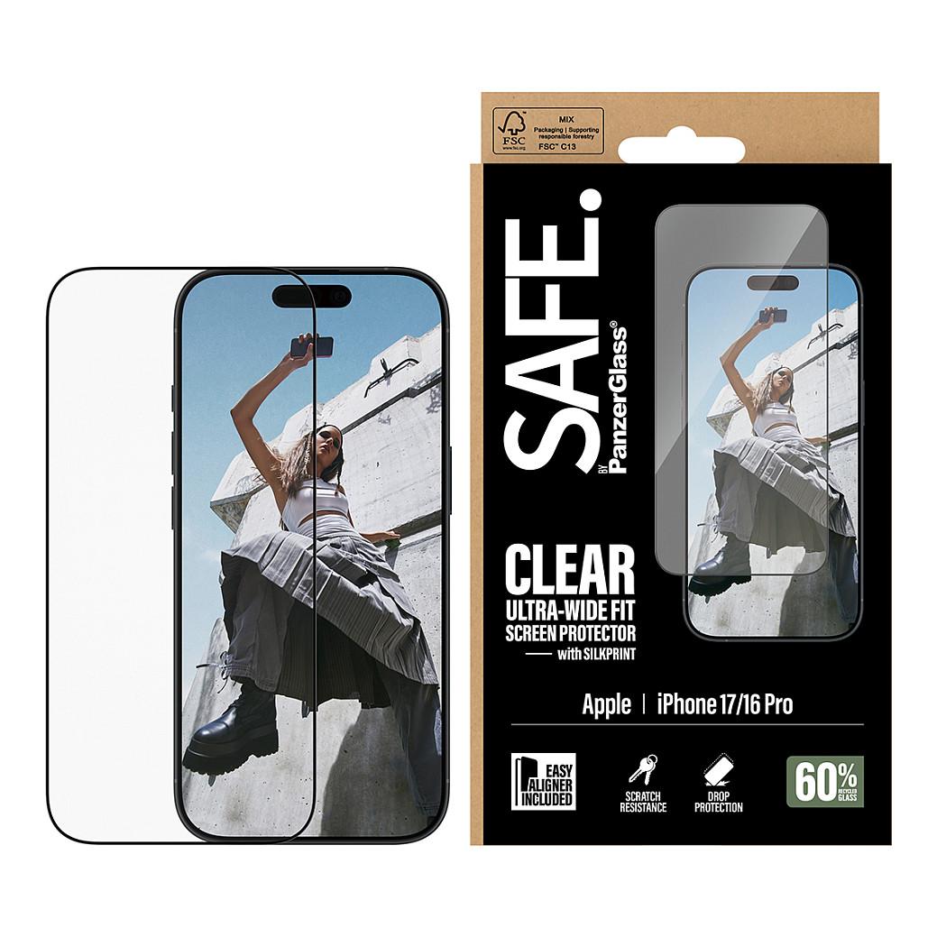 Mbrojtëse për ekran PanzerGlass Black Frame / iPhone 17 / 16 Pro / Ultra-Wide Fit / EasyAligner - Transparente - 2