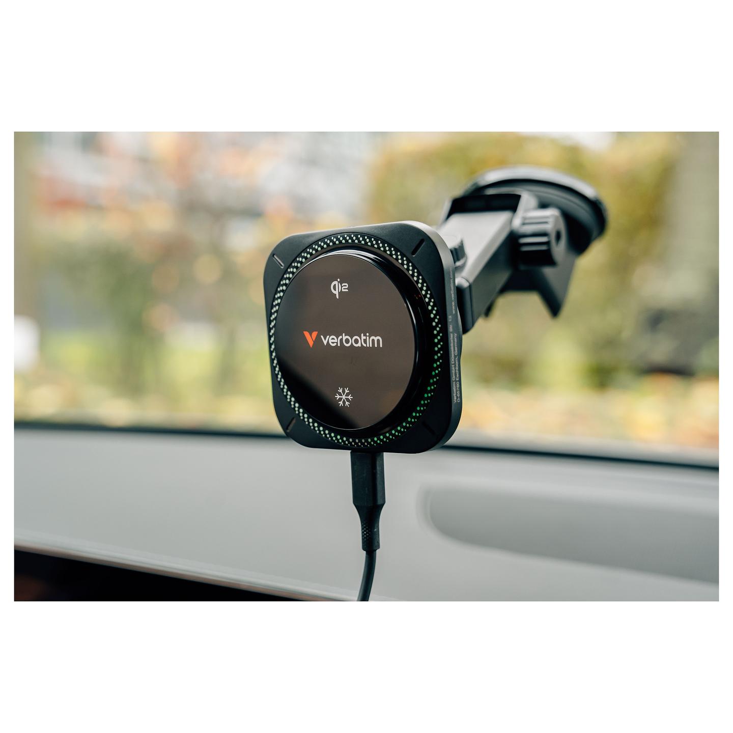 Adapter Telefoni për Veturë Verbatim CND-01, Karikim Wireless Qi2, Magnetic, 15W, USB-C, Kabllo 1m - Zezë - 5
