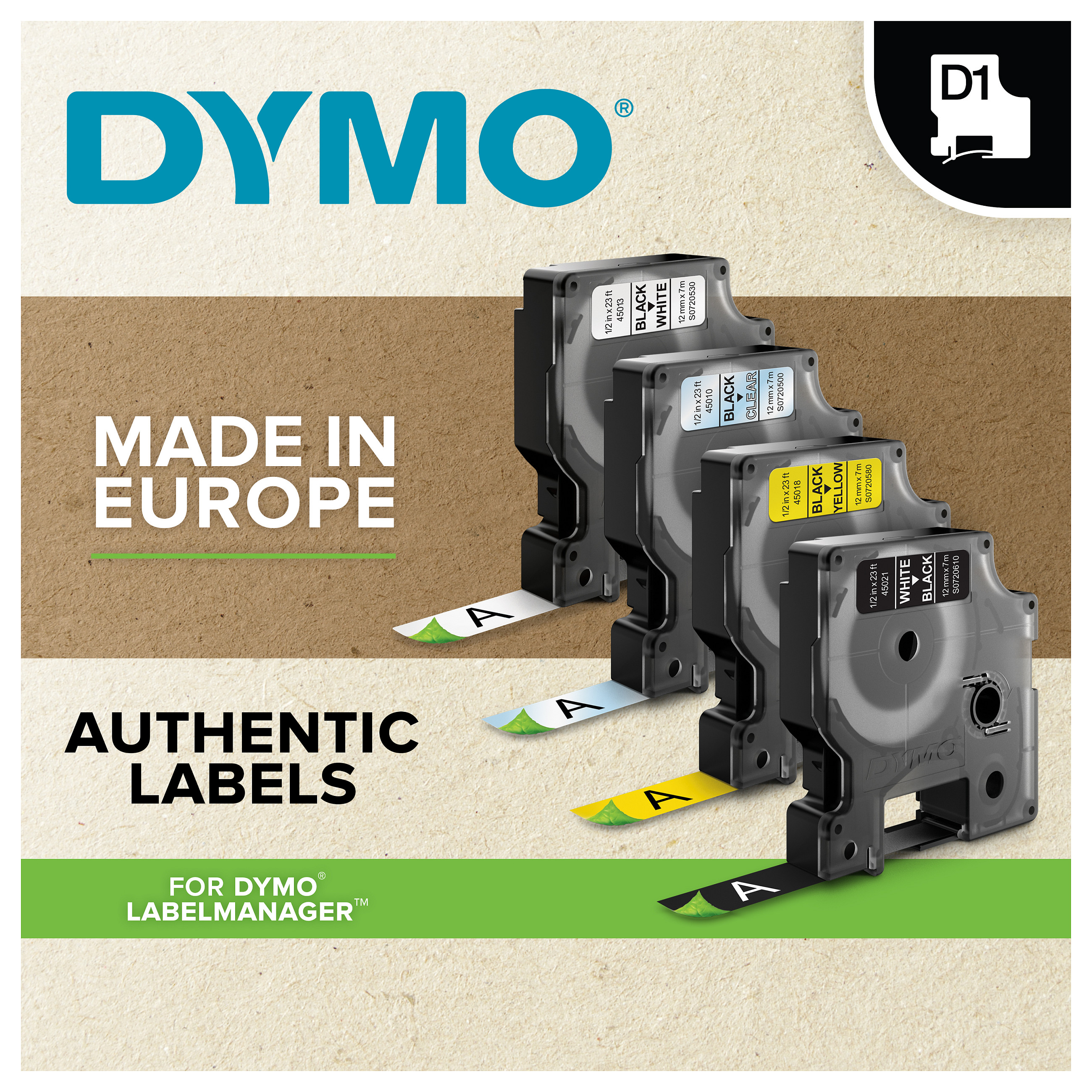 Shirit Etiketimi DYMO D1 Standard / 12 mm x 7 m / E zezë në Blu - 8