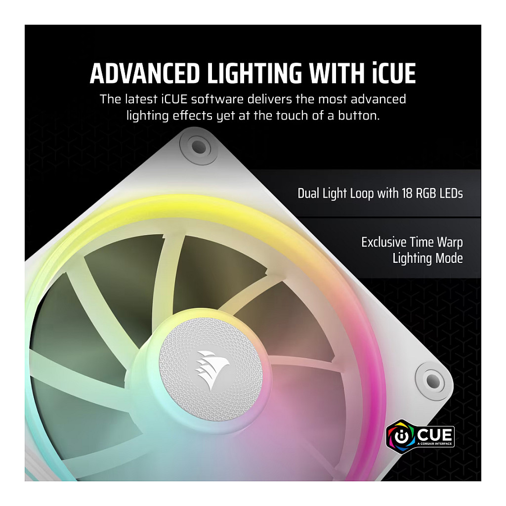 Ftohës për Kasë Corsair RS120-R / 120mm / 400-2400 RPM / ARGB / PWM / 3-Pack – Bardhë - 7