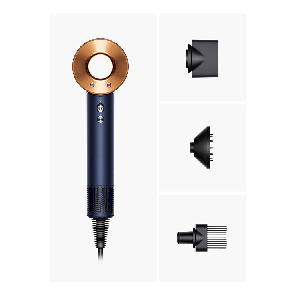 Tharëse për flokë Dyson Supersonic HD07 / V9 / Air Multiplier / 1600W / 3 Shpejtësi / 4 Temperatura / 110.000 rpm – Blu/Gold - 2