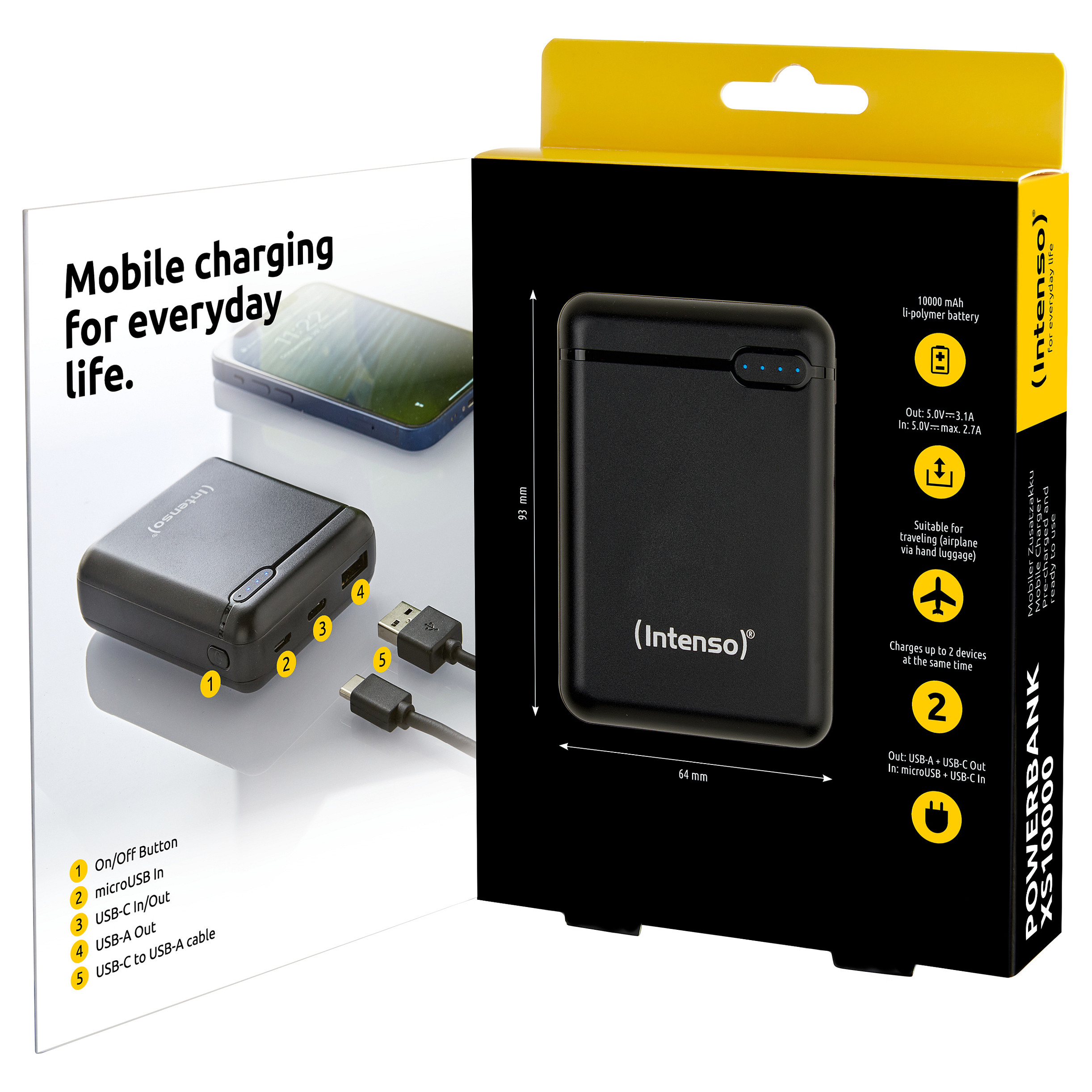 Powerbank Intenso XS10000 / 10.000mAh / USB-C 15.5W / USB-A 15.5W / LED – Zezë - 3