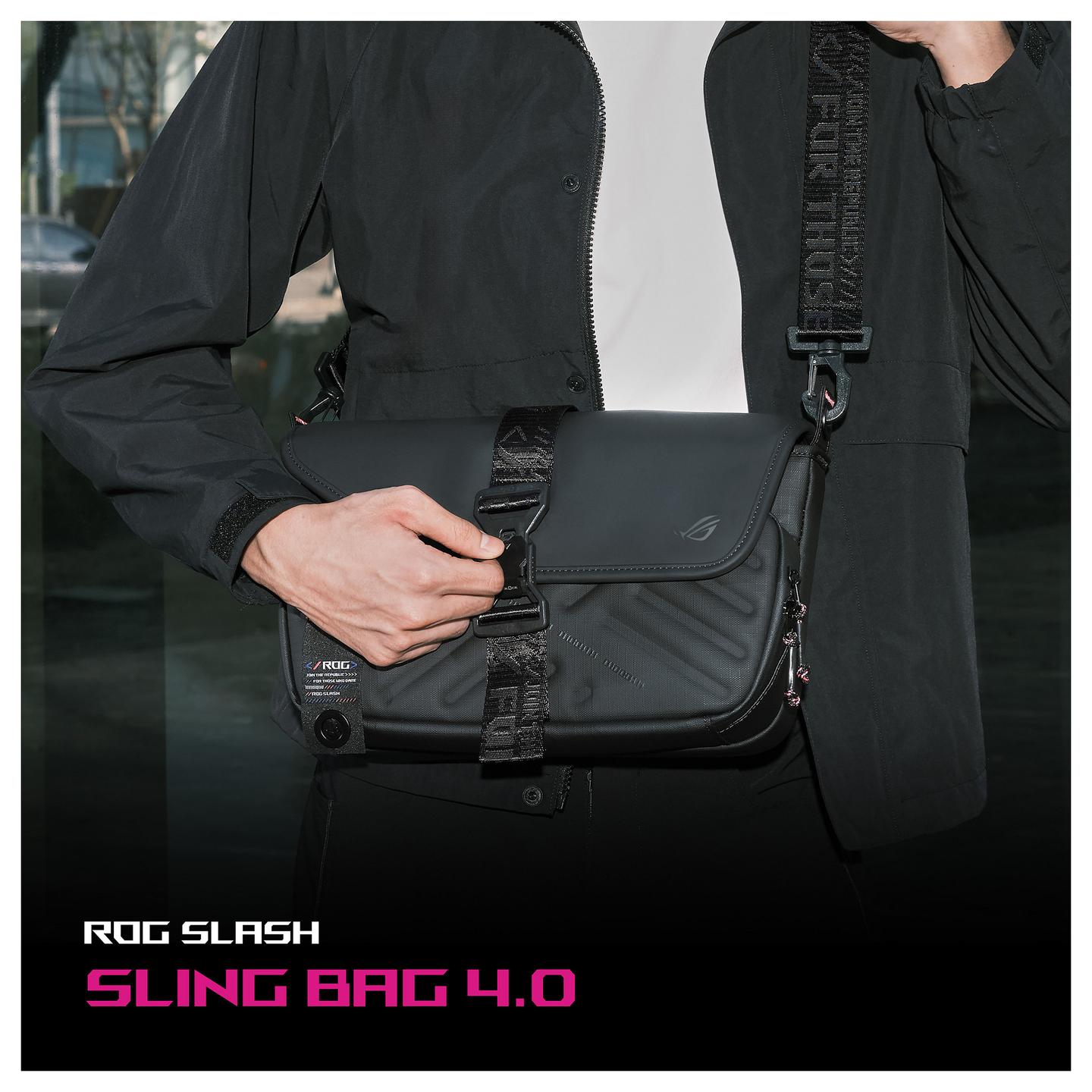 Çantë ASUS ROG SLASH Sling Bag 4.0, BC3004, për ROG Ally, Rezistente ndaj ujit, FIDLOCK, 0.6 kg - Zezë - 25