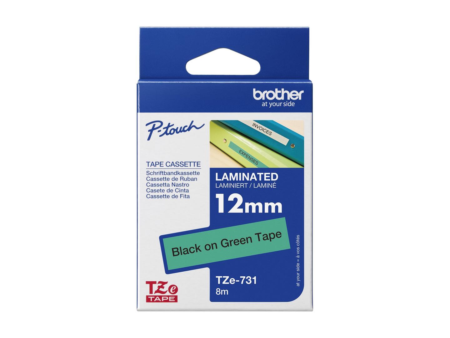 Shirit për Printer 3D Brother Colour Ribbon TZE-731 / TZE731 - Zezë mbi Gjelbër