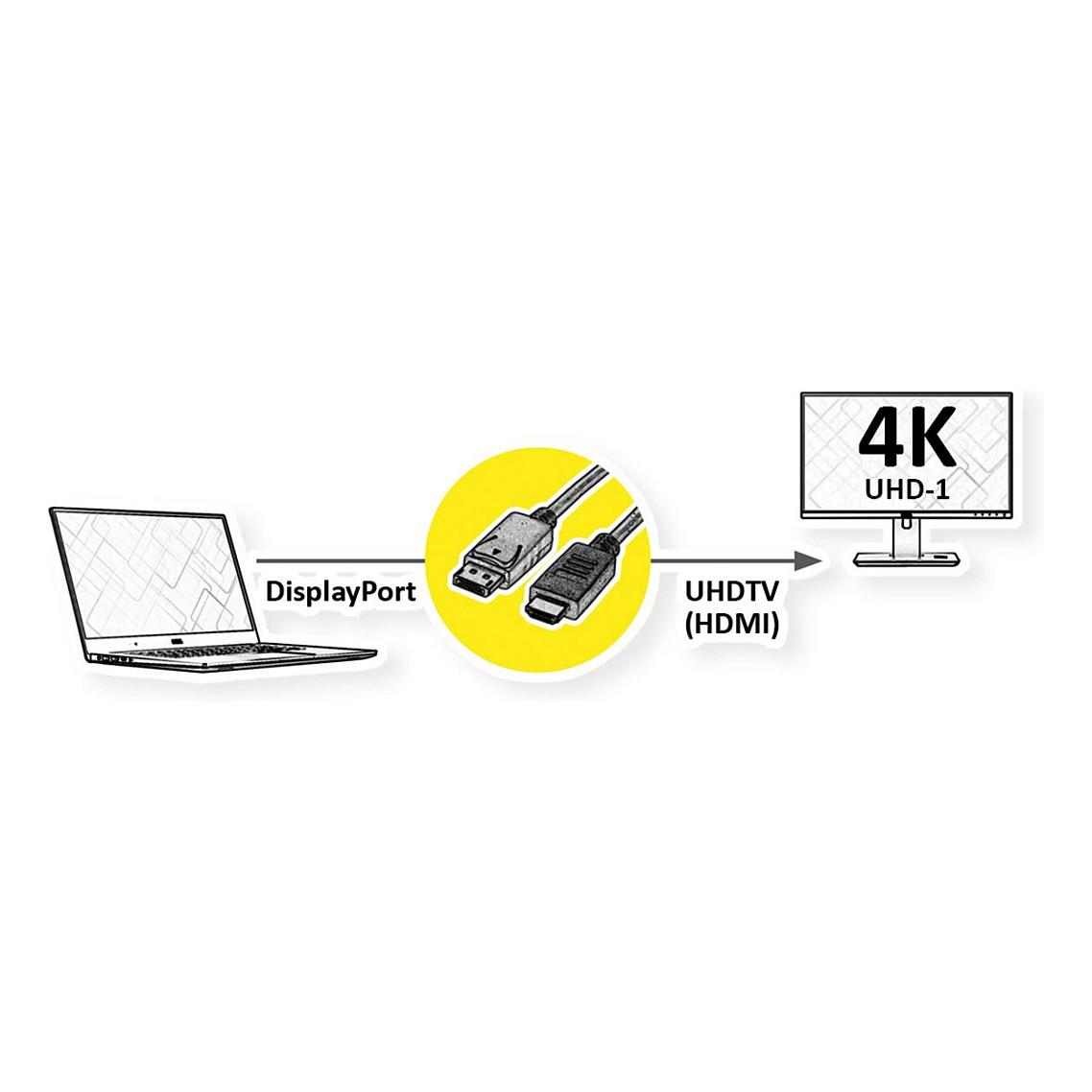 Kabllo DisplayPort ROLINE 11.04.5995-10 / DisplayPort 1.2 në HDMI / 1m / 4K 60Hz / 10-Pack - Zezë - 2