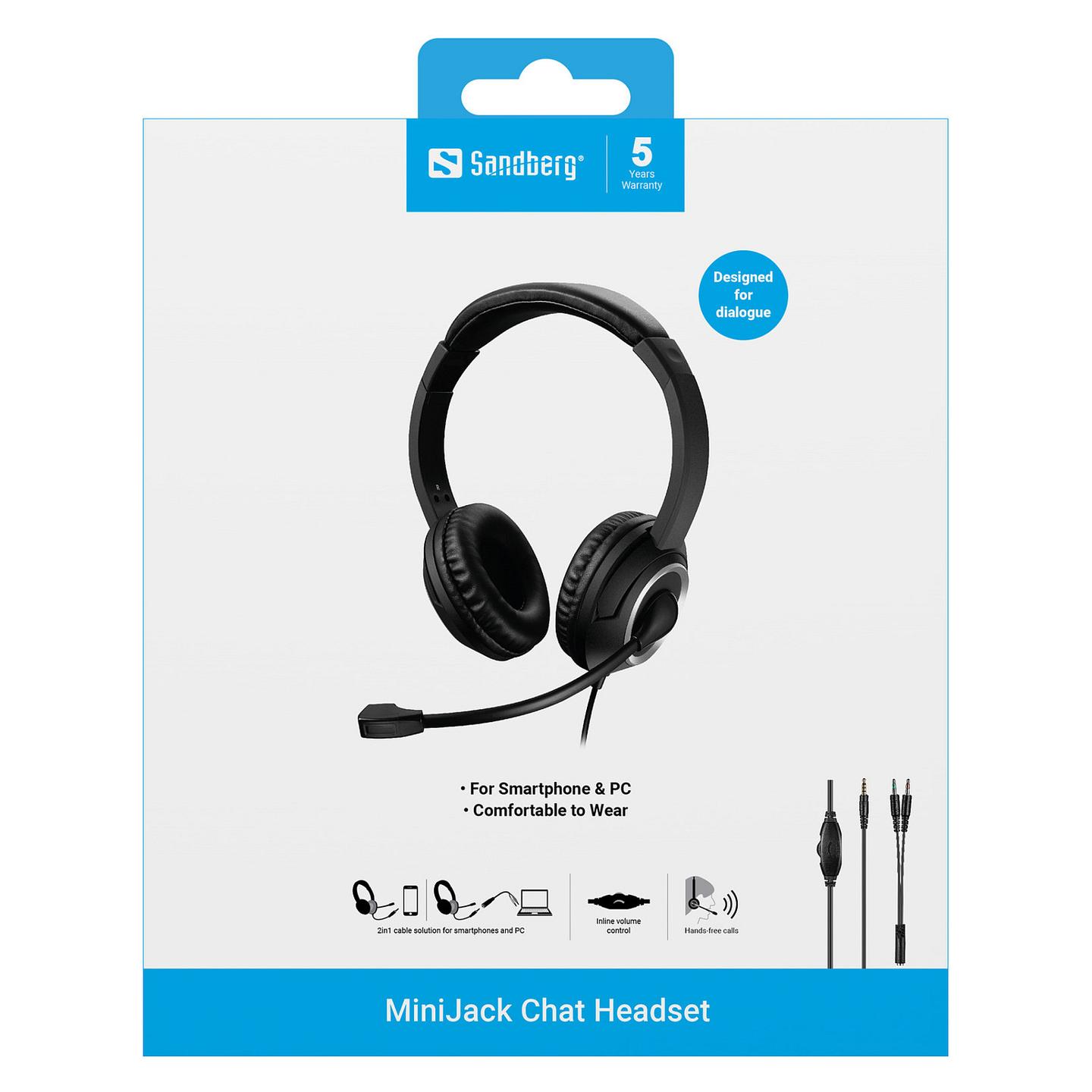 Kufje me kabllo Sandberg MiniJack Chat Headset 126-15 / 3.5mm / 40mm / 20-20000Hz / Mikrofon / 1.8m - Zezë - 4
