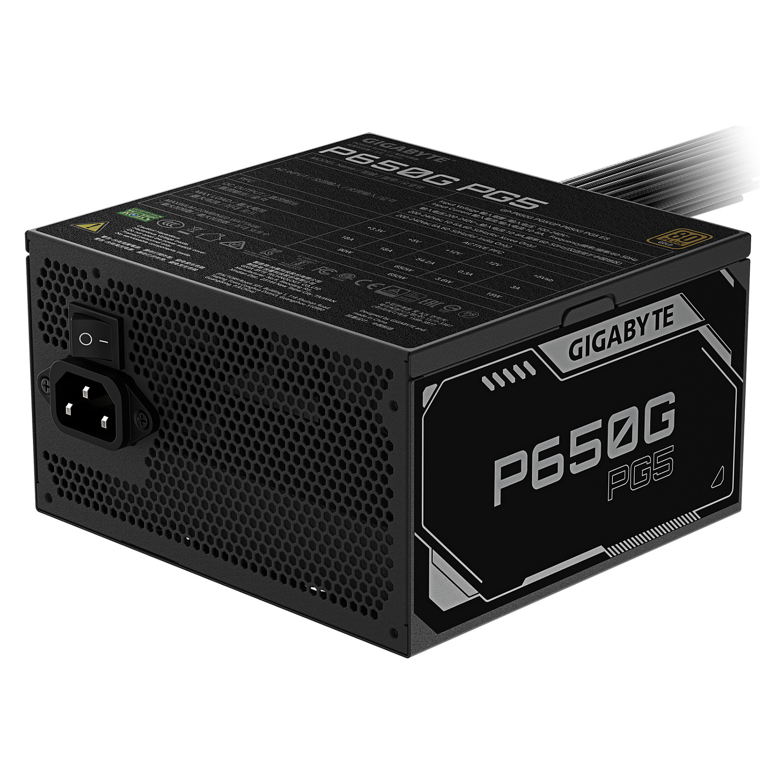 Furnizues Energjie Gigabyte P650G PCIe 5.1 / 650W / ATX 3.1 / 80 PLUS Gold / Non-Modular - Zezë - 3