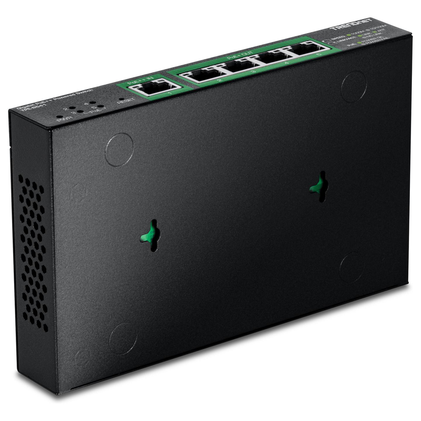 Switch TRENDnet TPE-B541, 5 porta Gigabit Ethernet, 1 portë hyrëse PoE++ 95W, 4 porta dalëse PoE+, PoE 60W, Managed, Switching Capacity 10Gbps - Zezë - 4