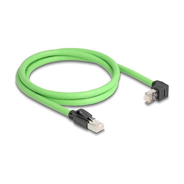 Kabllo për Rrjet DeLOCK 80892, RJ45 në RJ45 të kënduar 90° lart, Cat.6A SF/UTP, për zinxhirë energjie, 1 m - Gjelbër - 2
