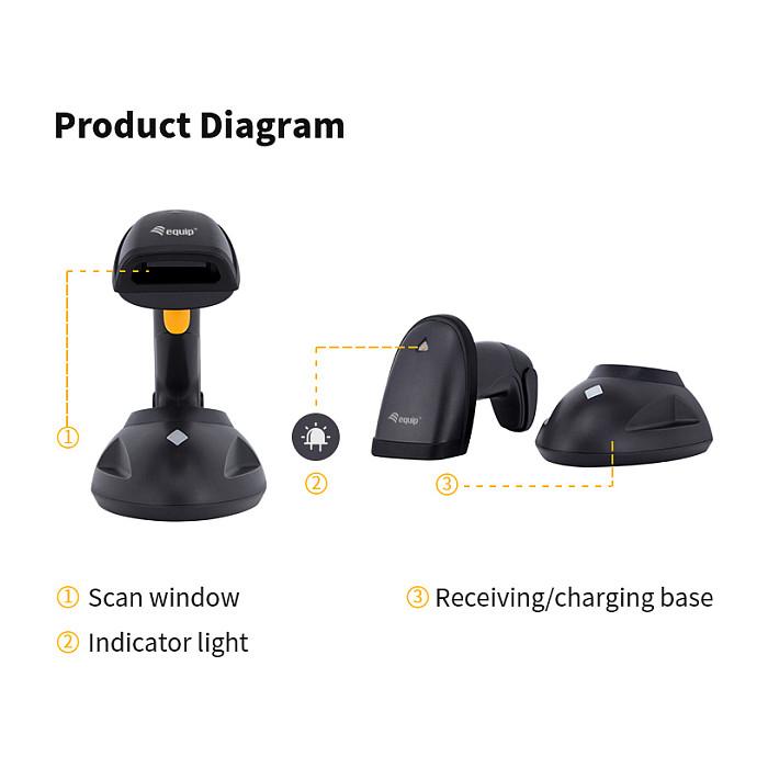 Skaner Barkodesh Equip 351026 / 1D/2D / LED / Wireless 433MHz / 200m / Me Bazë - Zezë - 5