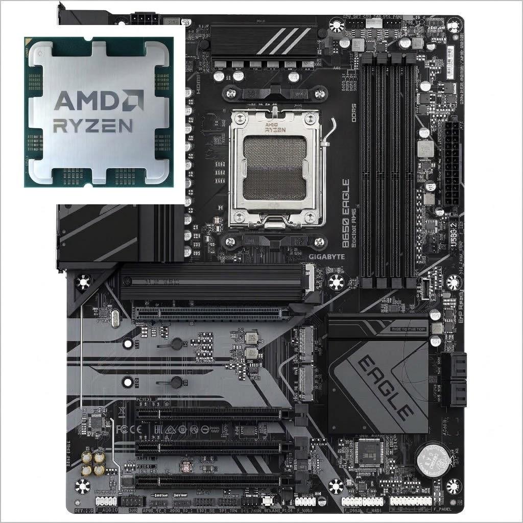Pllakë Amë Gigabyte B650 EAGLE, DDR5, ATX + Procesor AMD Ryzen 7 7800X3D, AM5, 8-Core, 5 GHz, 96MB Cache