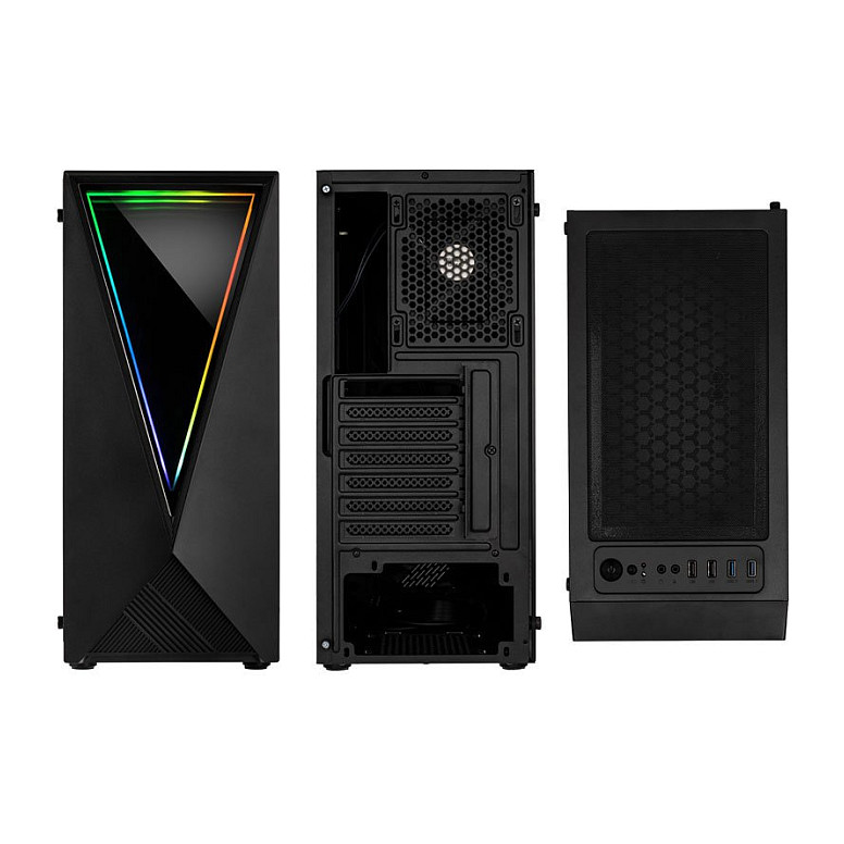Kasë PC Kolink Void RGB / Midi Tower / ATX / 1x 120mm ARGB Fan / Tempered Glass - Zezë - 4