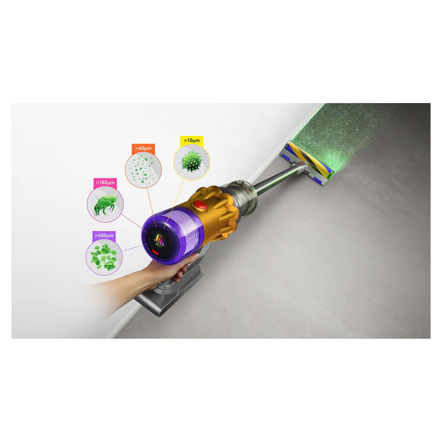 Fshesë me Vakum Dyson V12 Detect Slim Absolute / 150AW / 125.000rpm / 11 Cyclones / Fluffy Optic / Motorbar / LCD / 0.35L / 60min – Gri/Portokalli - 3
