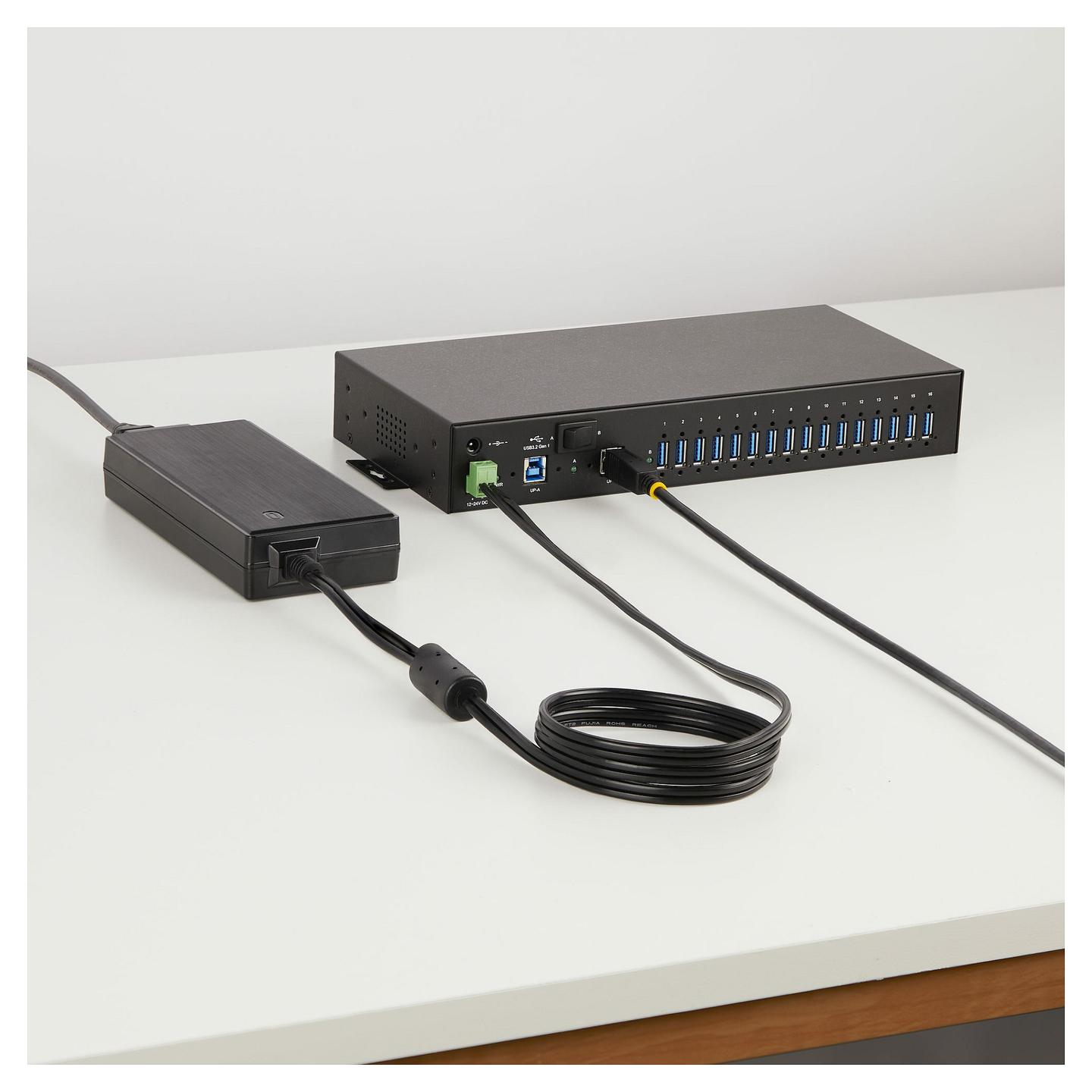 Hub USB StarTech.com S5G16AINDS-USB-A-HUB, 16 Porta, USB 3.2, 5Gbps, 2x Host, Metal - Zezë - 9