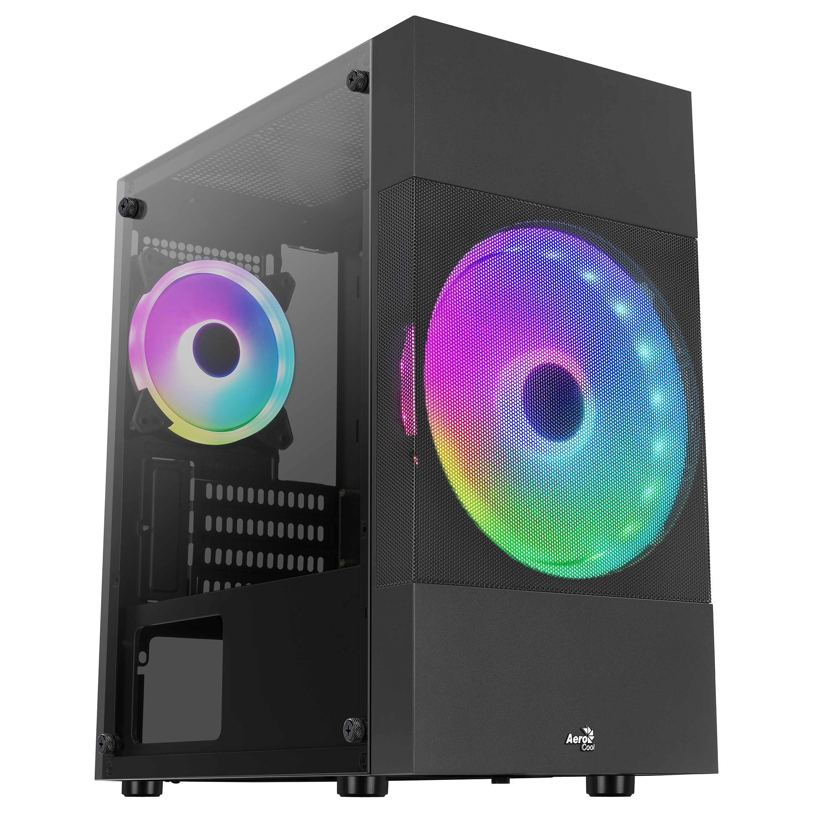 Kasë PC Aerocool Atomic Lite / Mini Tower / Micro-ATX + Mini-ITX / 1x 180mm + 1x 120mm Fan / Tempered Glass - Zezë