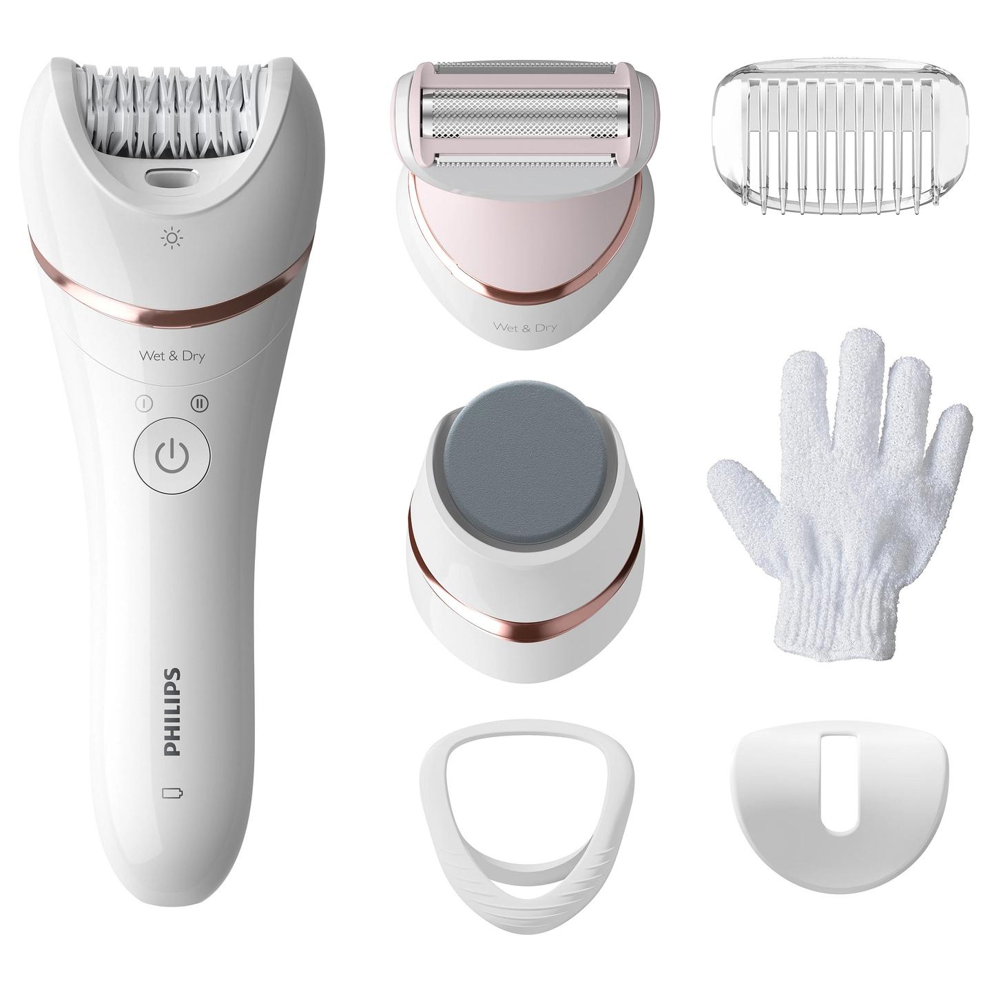 Depilator elektrik Philips BRE730 / Wet & Dry / S-Shape / Li-Ion / 40 Min / 7 Aksesorë – Bardhë - 3