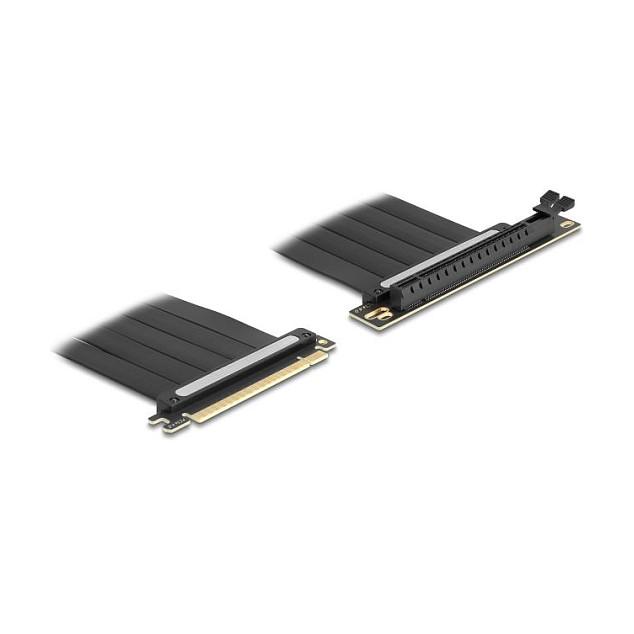 Kartë Riser Delock 81509, PCI Express 4.0 x16 në x16, 90° Djathtas, Kabllo 30cm - Zezë