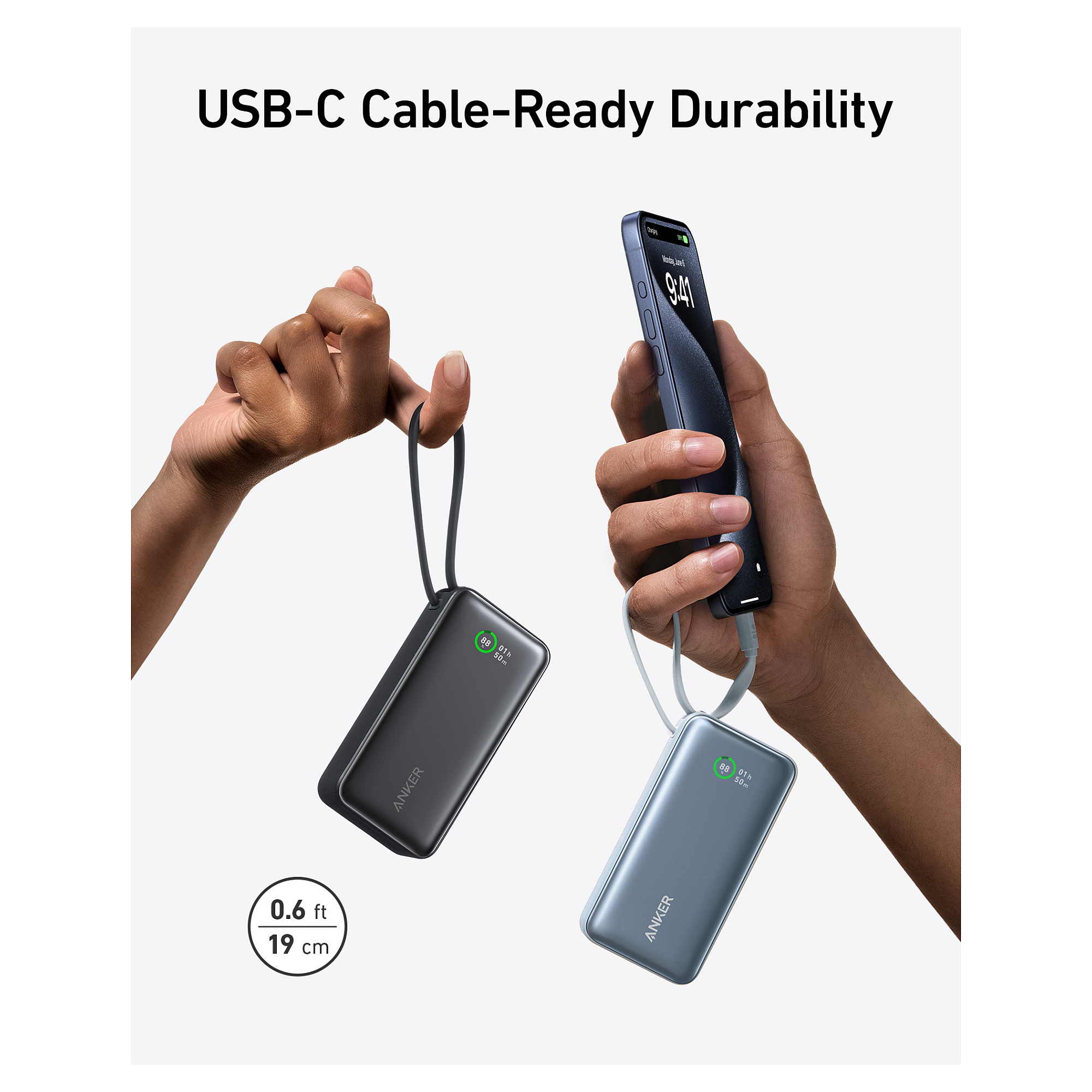 Powerbank Anker 545 Nano A1259G61 / 10000mAh / 30W / USB-C + USB-A / Kabllo USB-C e integruar – Gjelbër - 4