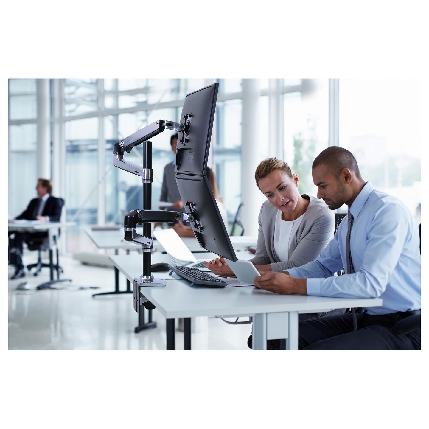 Mbajtëse për Monitor Ergotron LX Dual Stacking Arm, 2 Monitorë, deri 40", 10kg - Argjend, Zezë - 9