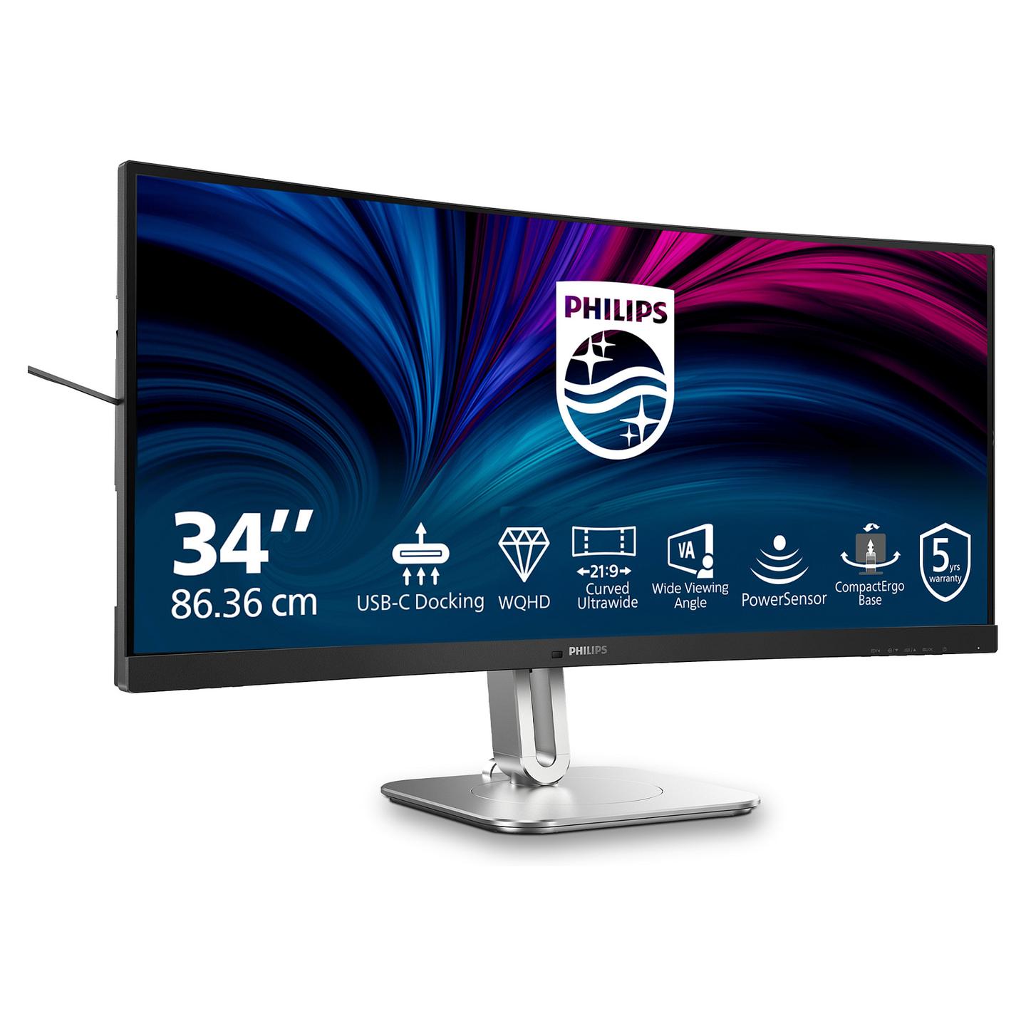Monitor Philips 34B2U5600C, 34", WQHD VA Curved, 120Hz, 4ms, HDMI + DP 1.4 + USB-C - Zezë - 2