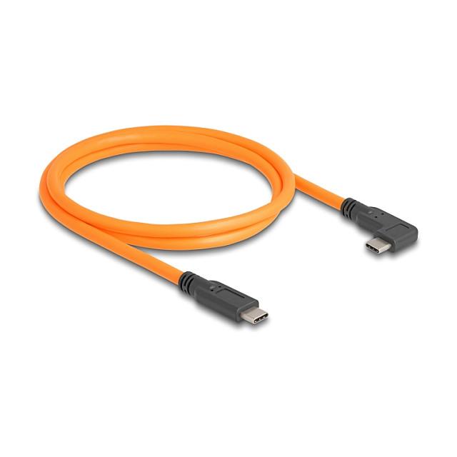 Kabllo USB DeLOCK 87961 / USB-C në USB-C / USB 5 Gbit/s / 90° / Power Delivery 100W / Tethered Shooting / 1 m - Portokalli