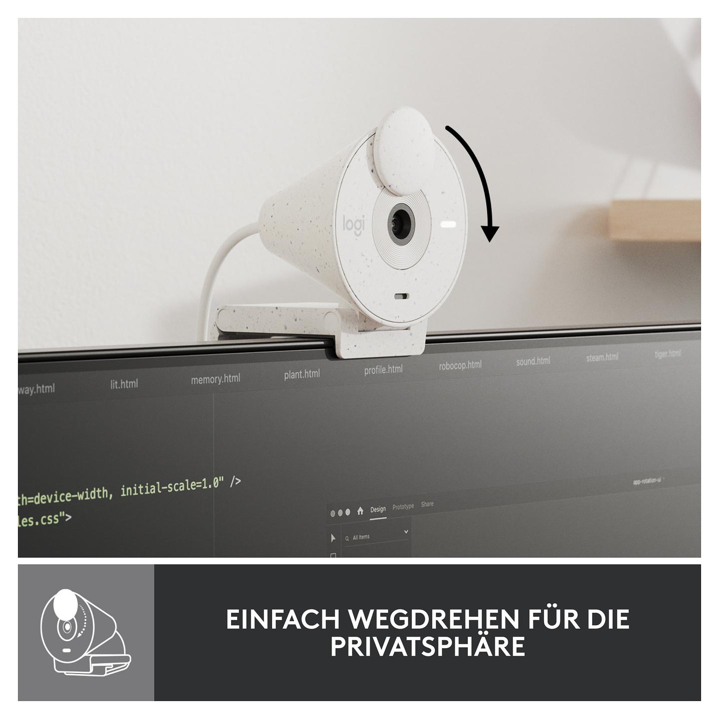 Webcam Logitech Brio 300, Full HD 1080p, 2MP, USB - Bardhë - 11