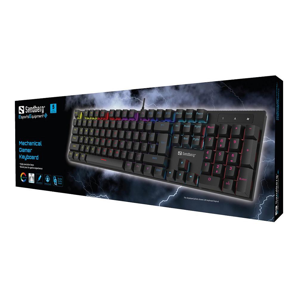 Tastierë Gaming Sandberg Mechanical Gamer Keyboard / Wired / Mekanike YH Blue / 105 Çelësa / German / 1.5m - Zezë - 3