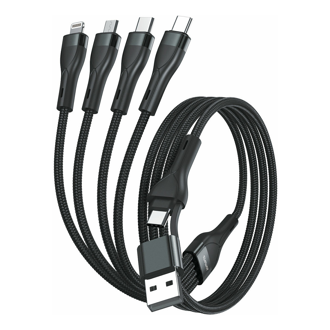 Kabllo USB 4smarts 541023 / USB-A/USB-C në USB-C/Micro-USB/Lightning / 1.2 m - Zezë - 2