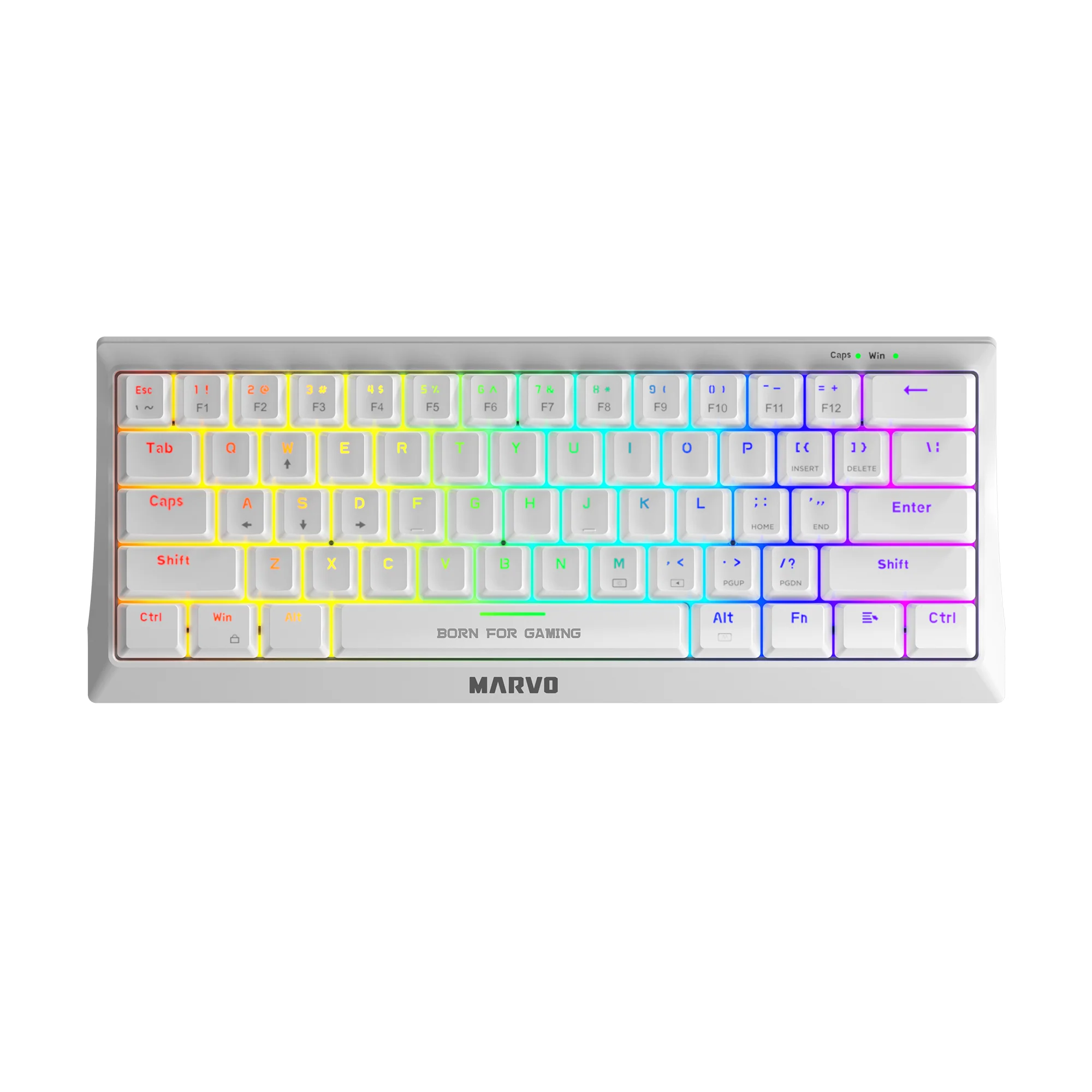 Tastierë Gaming MARVO KG962G WH / Mechanical / 61 Keys / USB-C - Bardhë