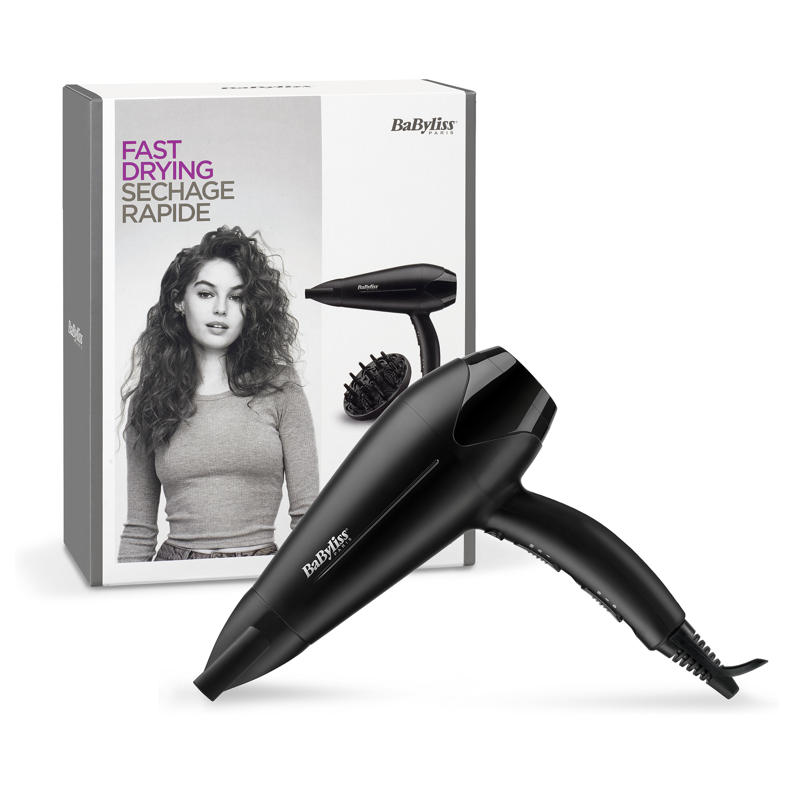 Tharëse për flokë BaByliss Power Dry 2100 D563DE / 2100W / DC / Ceramic / 91 km/h / 3 Temperatura / 2 Shpejtësi / Difuzor – Zezë - 5