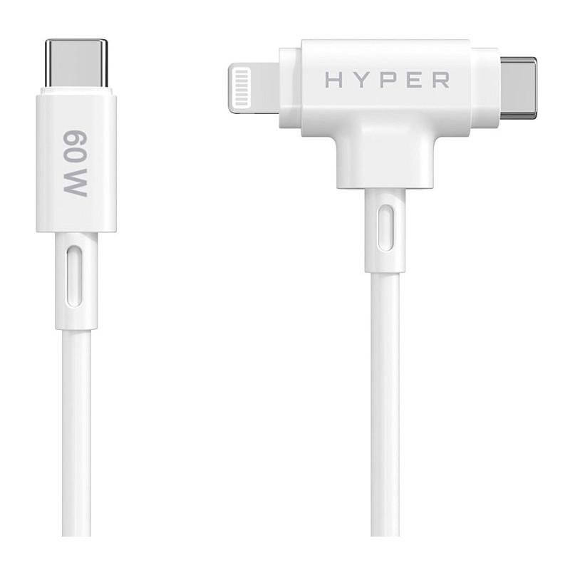 Kabllo USB Targus HYPER HyperJuice HJ4010WHGL, USB-C në Lightning, 60W, 1.5m, Silikon - Bardhë - 2