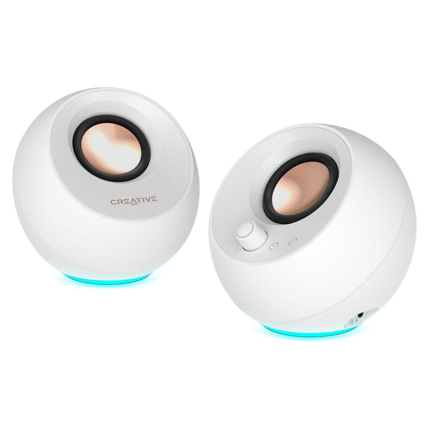 Altoparlantë Creative Labs Pebble Pro, 2.0, 30W RMS, 60W Peak, Bluetooth 5.3, USB-C, AUX, RGB - Bardhë - 4
